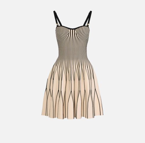 Dress in two-colour knit fabric