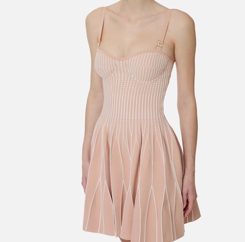 Dress in two-colour knit fabric