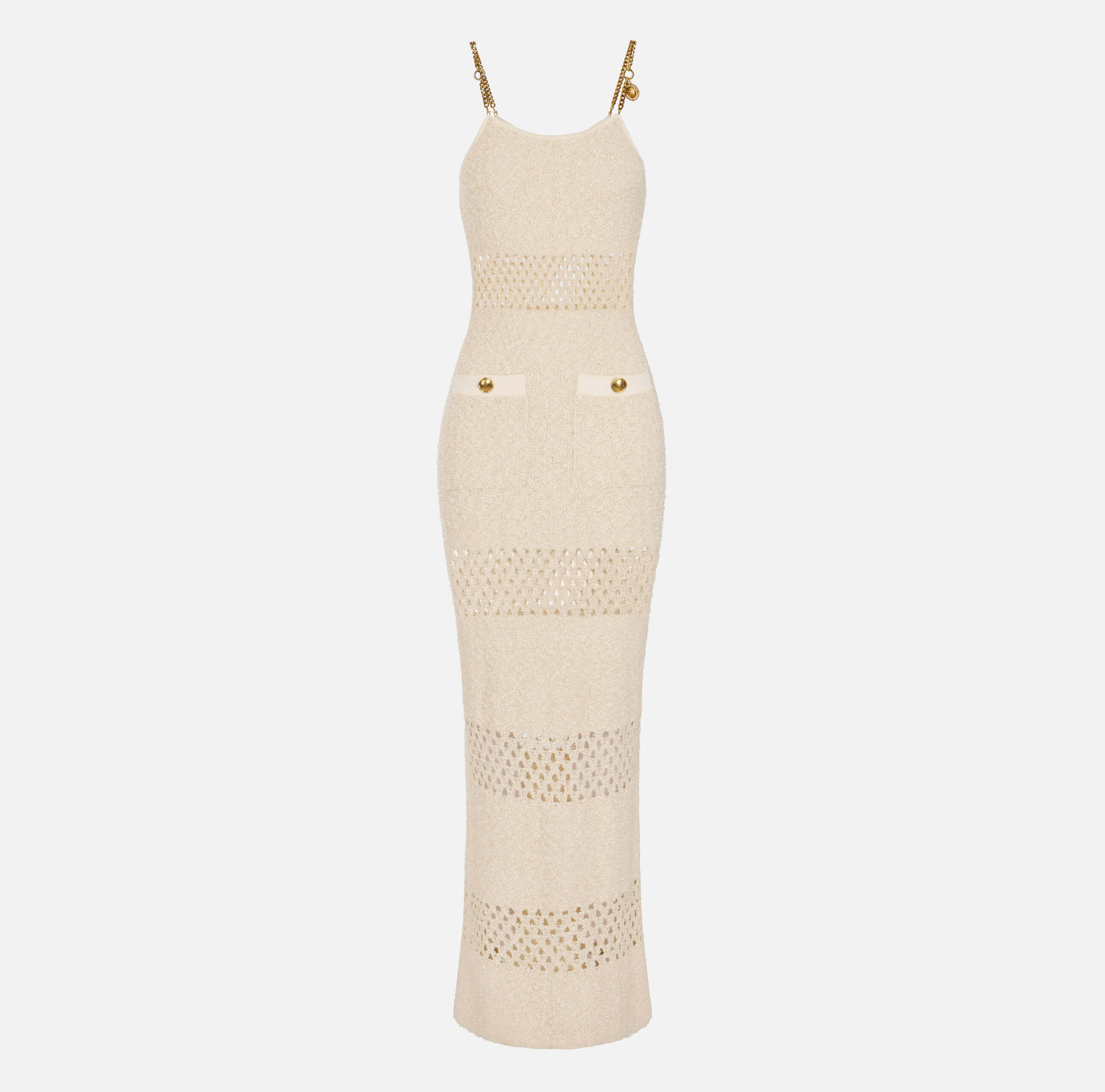 Bouclé knit dress with cut-outs