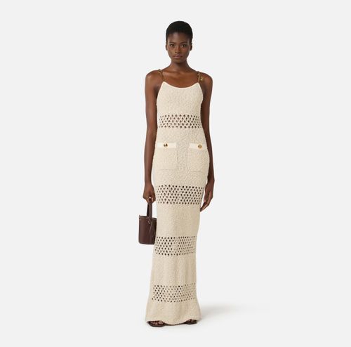 Bouclé knit dress with cut-outs