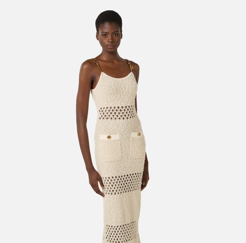 Bouclé knit dress with cut-outs