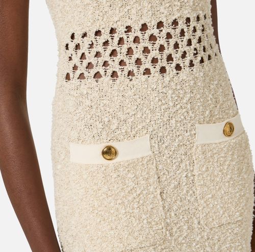Bouclé knit dress with cut-outs