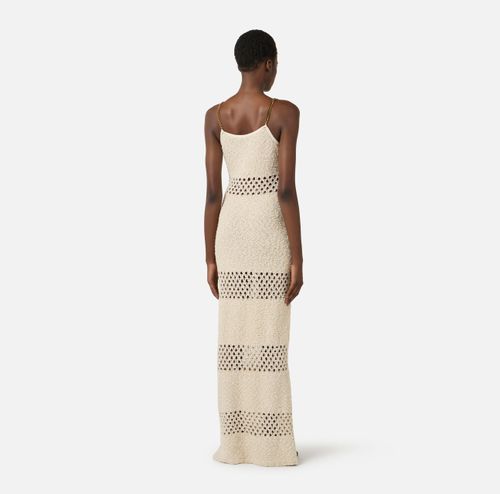 Bouclé knit dress with cut-outs