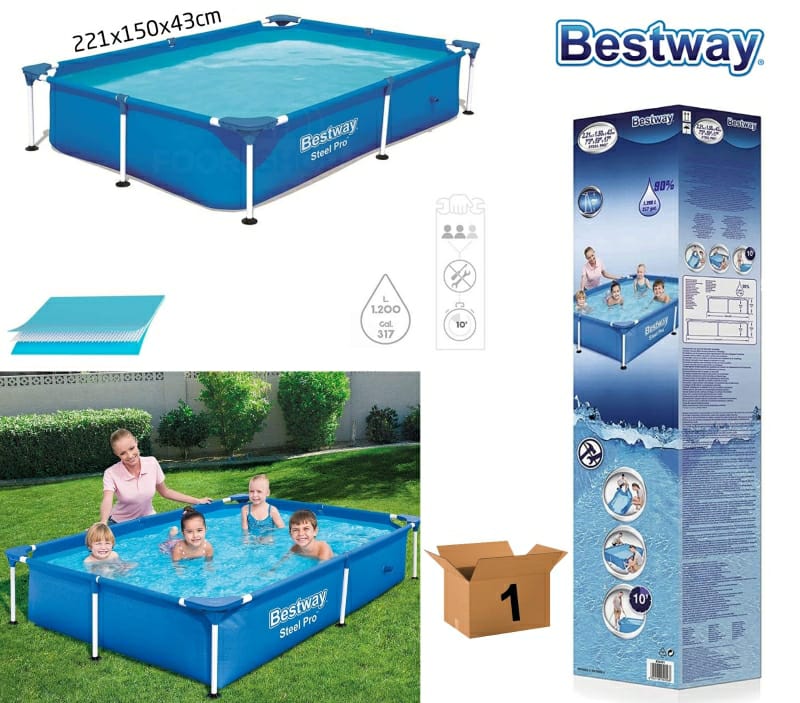 בריכת עמודים משפחתית 221X150X43 ס"מ Bestway Steel Pro 