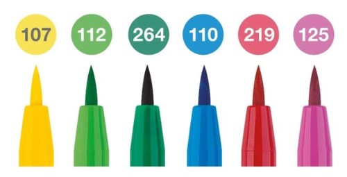 6 טושי מכחול Pitt artist pens brush ( דגם SPRINGTIME)