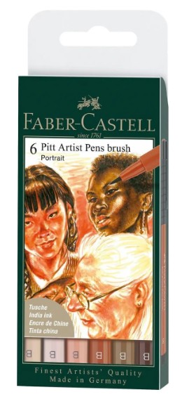 6 טושי מכחול Pitt artist pens brush ( דגם PORTRAIT)