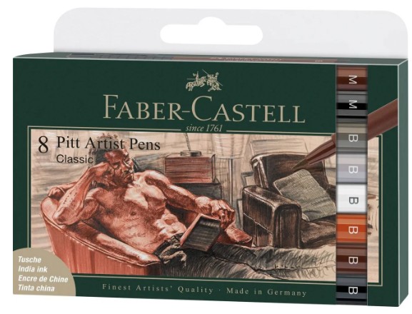 8 טושי מכחול Pitt artist pens brush ( דגם classic)