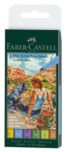 6 טושי מכחול Pitt artist pens brush ( דגם SUMMER TIME)