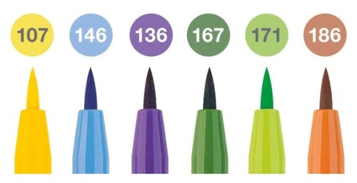 6 טושי מכחול Pitt artist pens brush ( דגם SUMMER TIME)