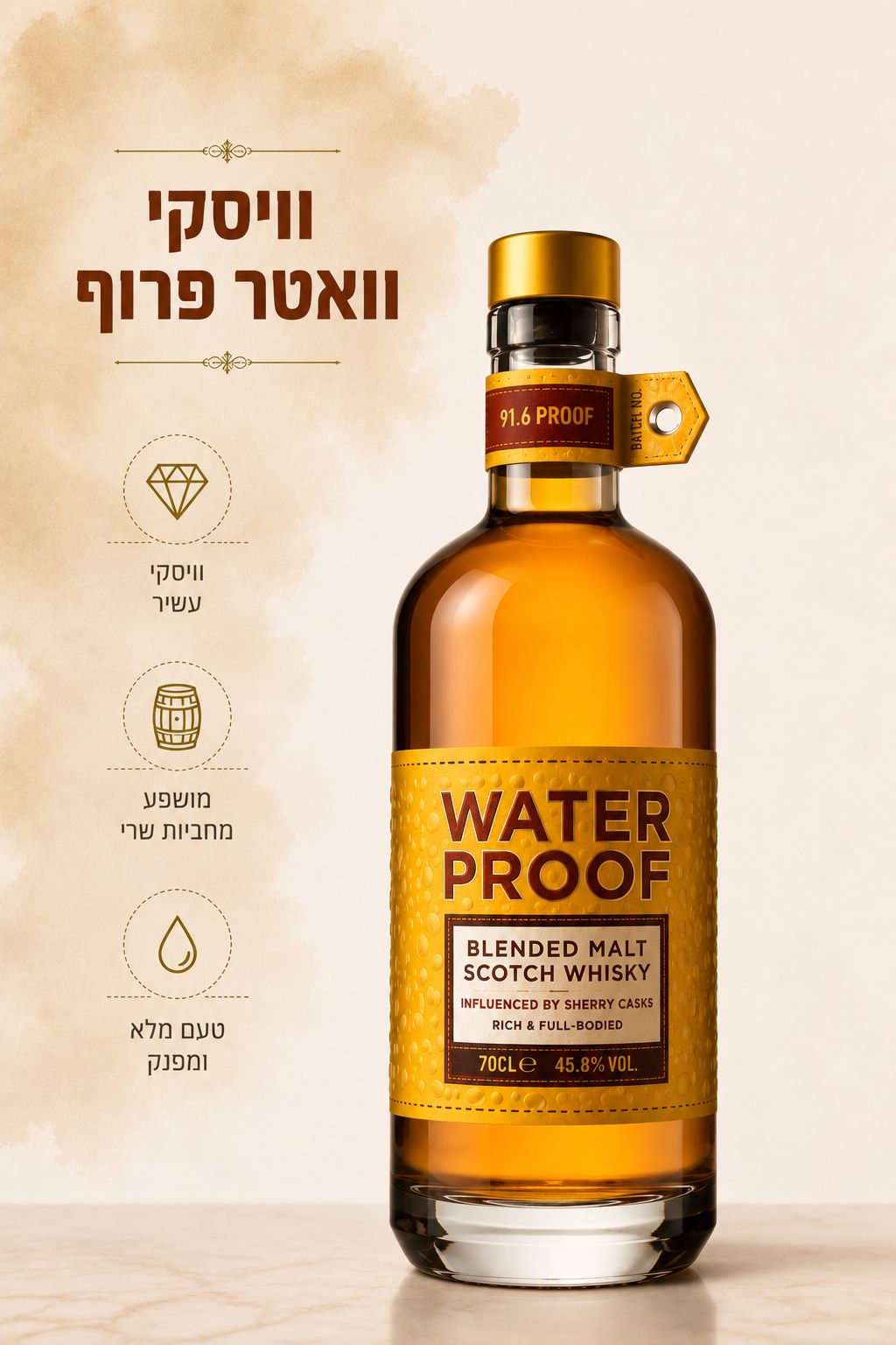 וויסקי וואטר פרוף בלנדד מאלט 700 מ"ל