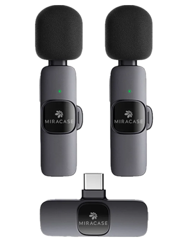 Miracase Dual Wireless Lightning Microphones – מיקרופונים אלחוטיים כפולים לאייפון עם חיבור Lightning