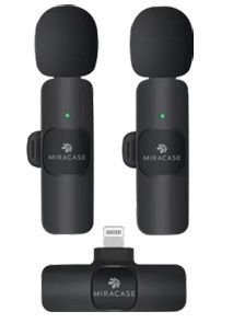 Miracase Dual Wireless Lightning Microphones – מיקרופונים אלחוטיים כפולים לאייפון עם חיבור Lightning