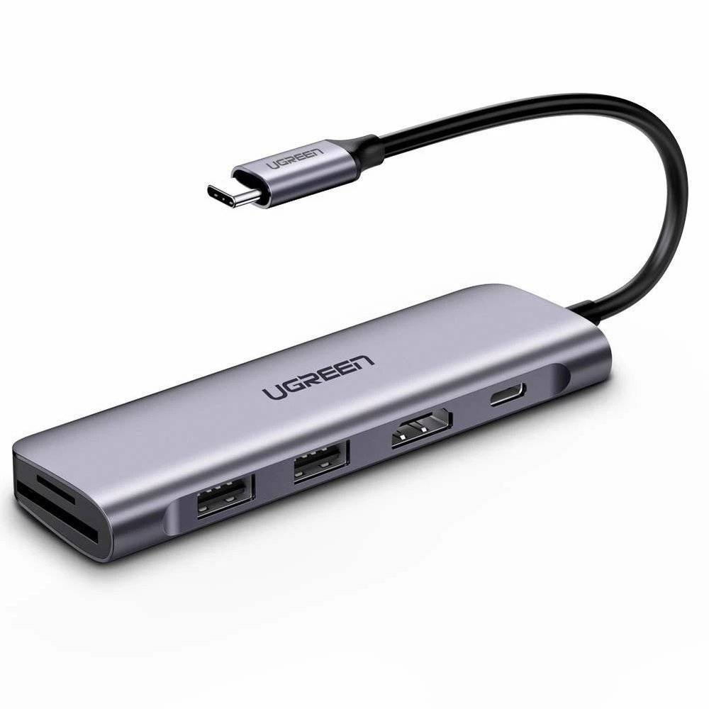 UGREEN USB-C to 2 Ports USB3.0-A Hub + HDMI + TF/SD with PD Power Supply (Space Gray) CM195-70411