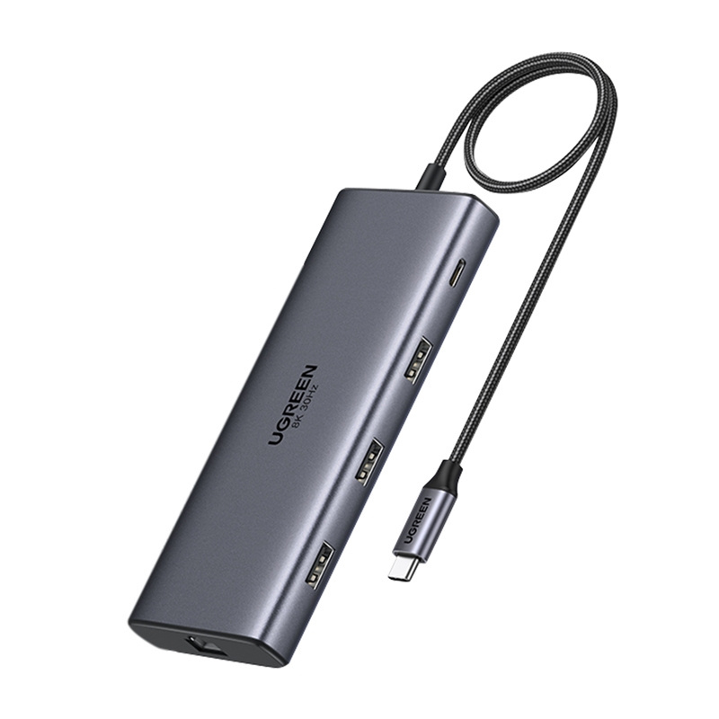 UGREEN USB-C to 1*USB3.0+2*USB2.0+USB-C3.0+2*HDMI+RJ45 Gigabit+SD&TF +PD port Converter CM639-15534