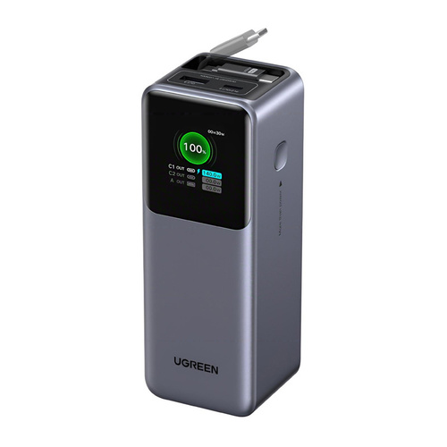 UGREEN סוללת גיבוי Nexode 20000mAh 165W 2C1A with 1*100W Build-in Retractable Cable אפור BP726-95670B