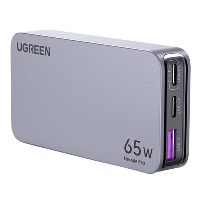 מטען קיר UGREEN NEXODE PRO USB-A+2*USB-C 65W GaN עם מתאמים לשקעים US,EU X753-25356