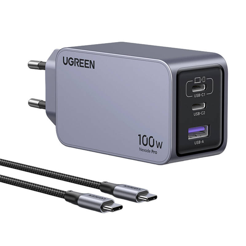 מטען קיר UGREEN NEXODE PRO 100W GAN + כבל CTC X757-25874