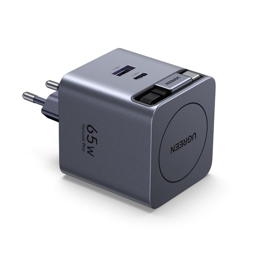 UGREEN מטען Nexode Pro 65W 2C1A GaN with retractable cable אפור X615-65825