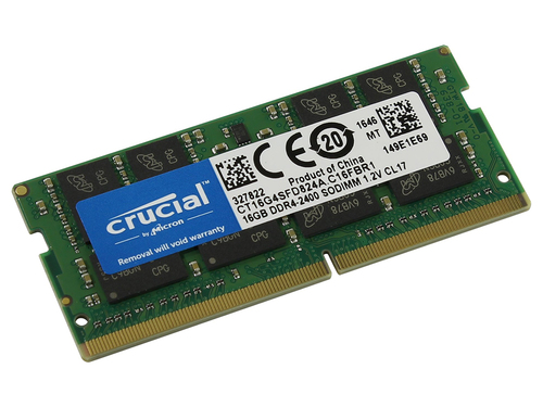 זיכרון למחשב נייד CRUCIAL SODIMM 16GB DDR4 2400MHz קרושיאל