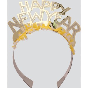 כתר וHappy New Year צהוב