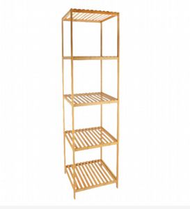 כוננית במבוק 4 מדפים 37×37×140 ס"מ – מדף אחסון גבוה לחדר אמבטיה ולבית