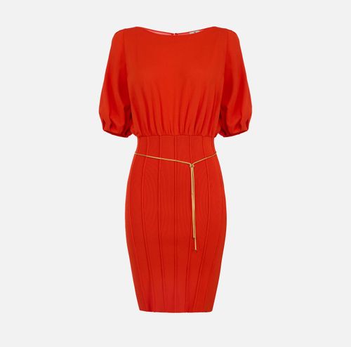 Knit mini dress with belt