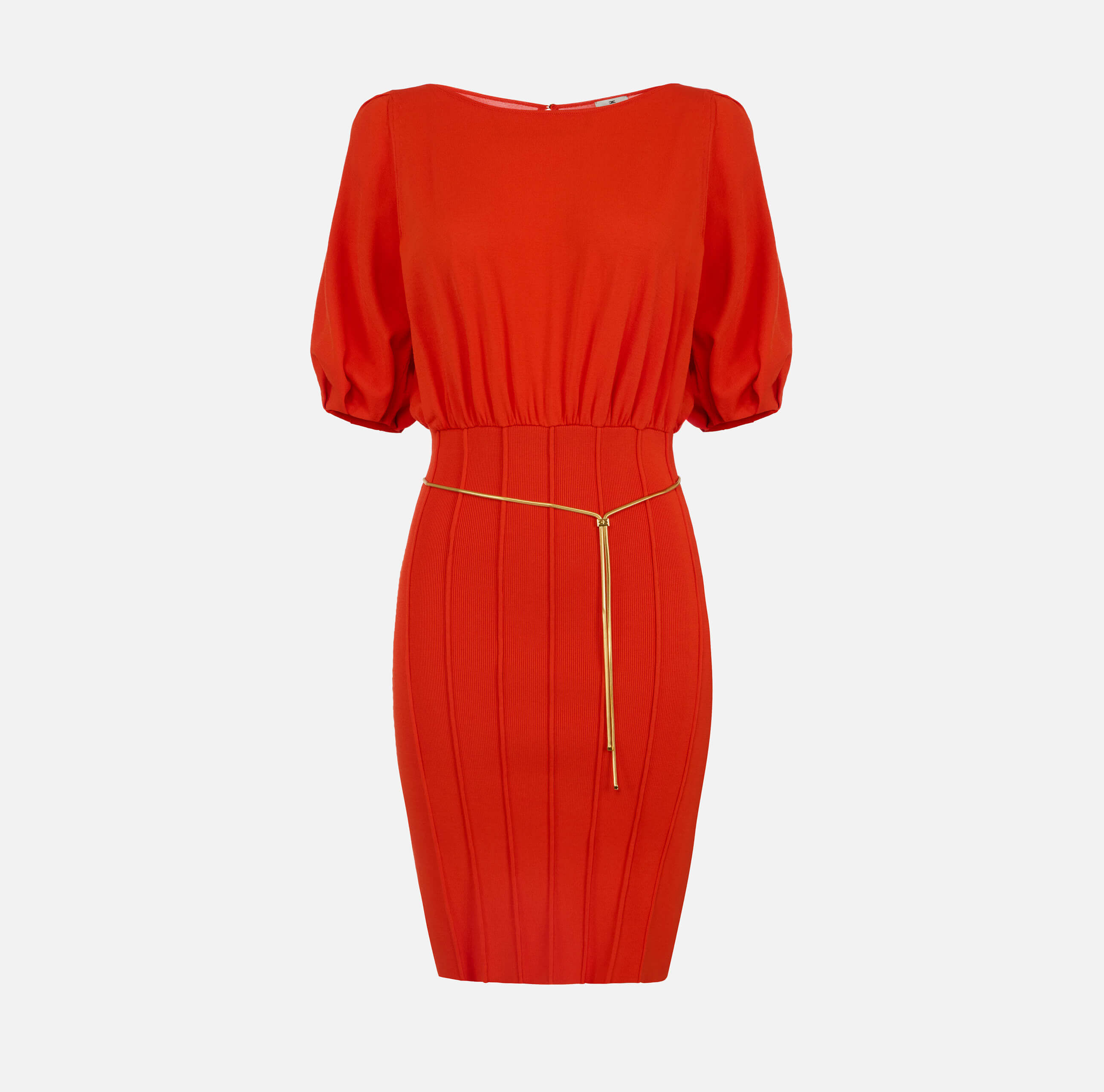 Knit mini dress with belt