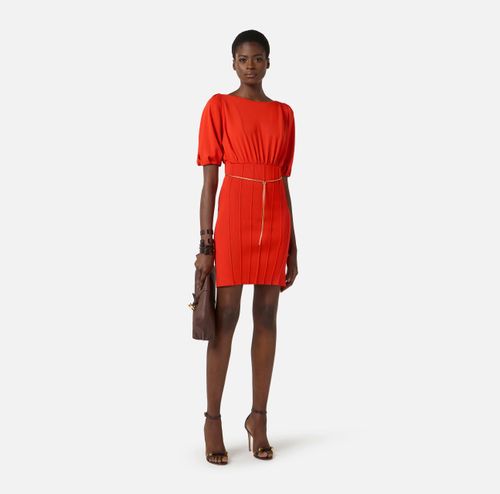 Knit mini dress with belt