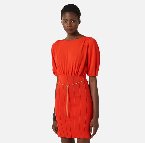 Knit mini dress with belt