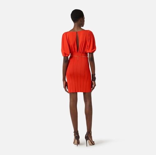 Knit mini dress with belt