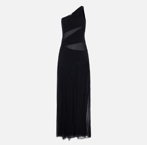 Red Carpet dress in crepon fabric with embroideries