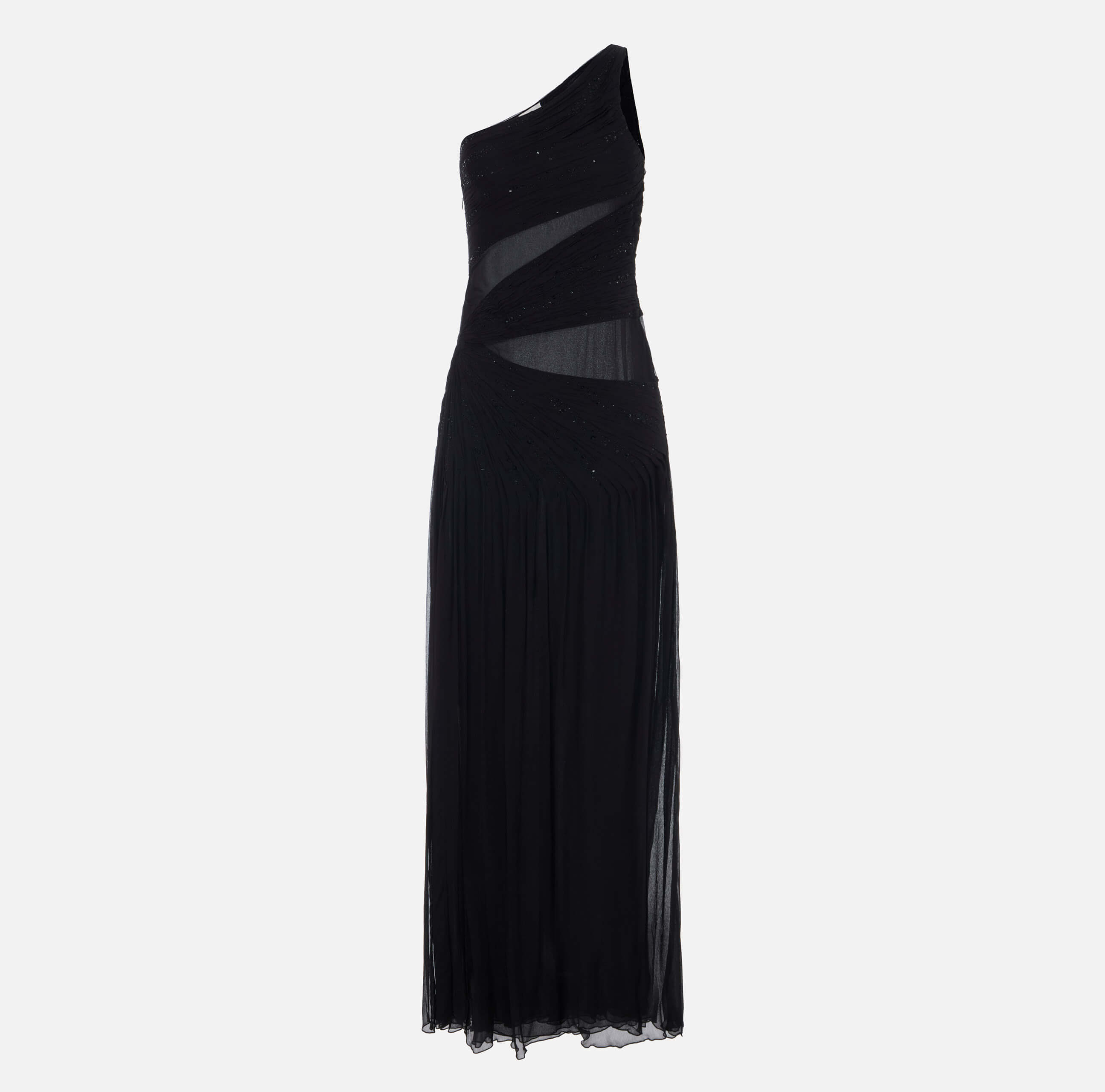 Red Carpet dress in crepon fabric with embroideries