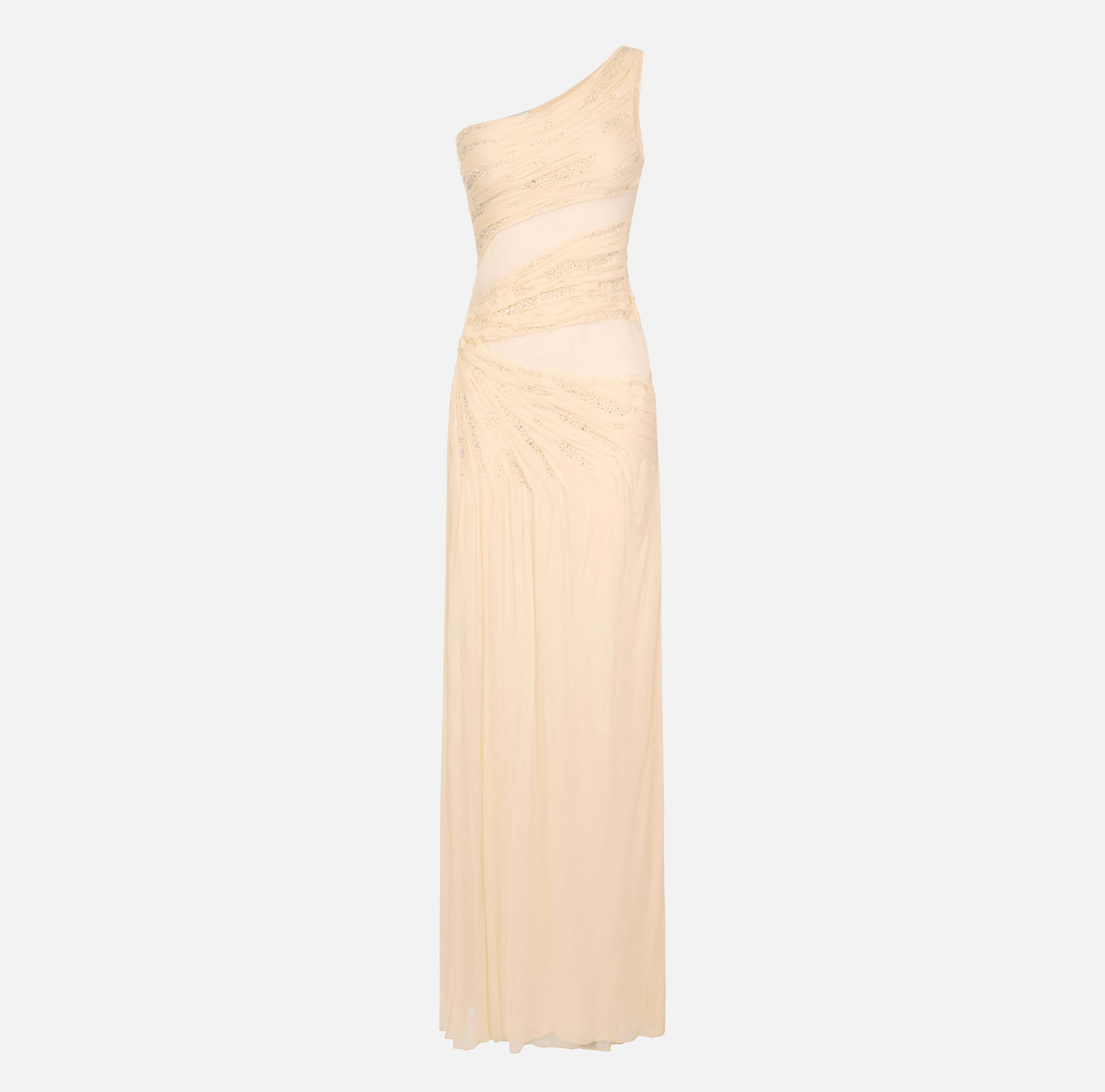 Red Carpet dress in crepon fabric with embroideries