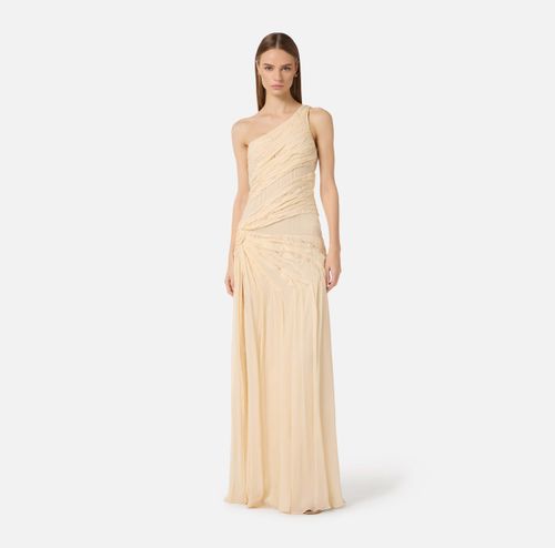 Red Carpet dress in crepon fabric with embroideries