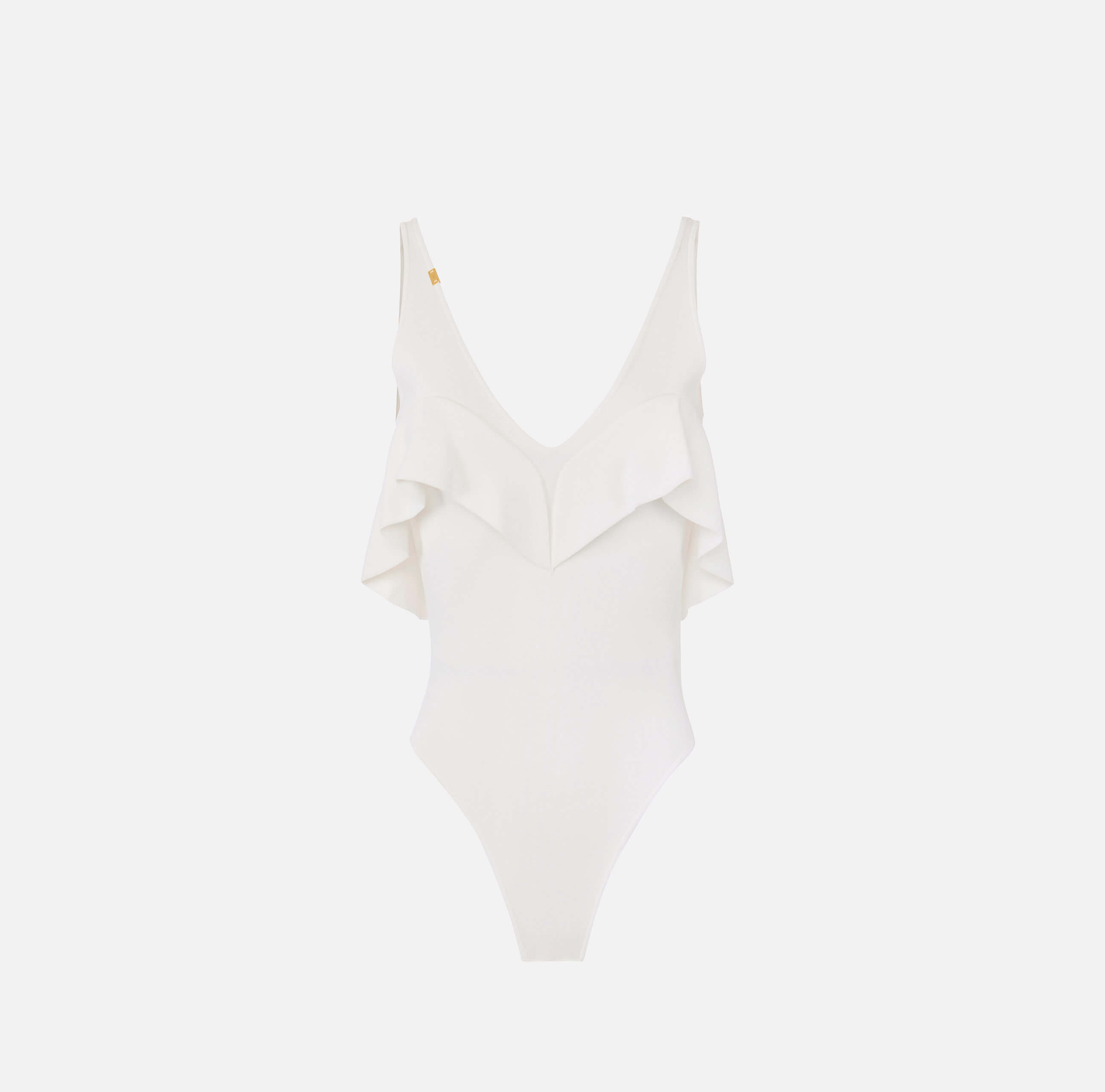 Full Milano stitch knit bodysuit with flounces