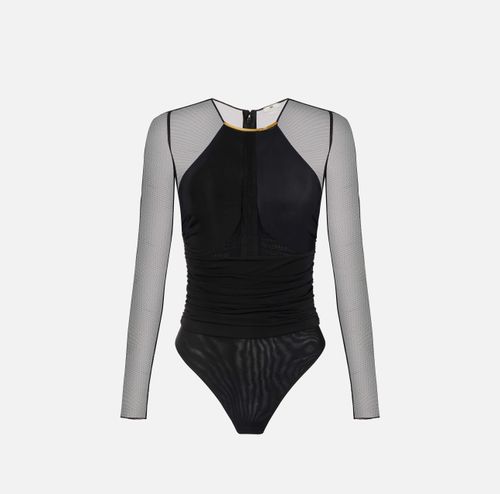 Lightweight crêpe jersey bodysuit with jewel detail