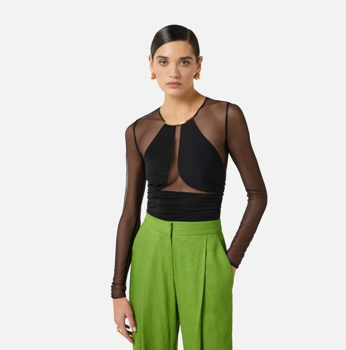 Lightweight crêpe jersey bodysuit with jewel detail