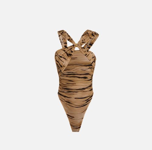 Jersey bodysuit with tiger print