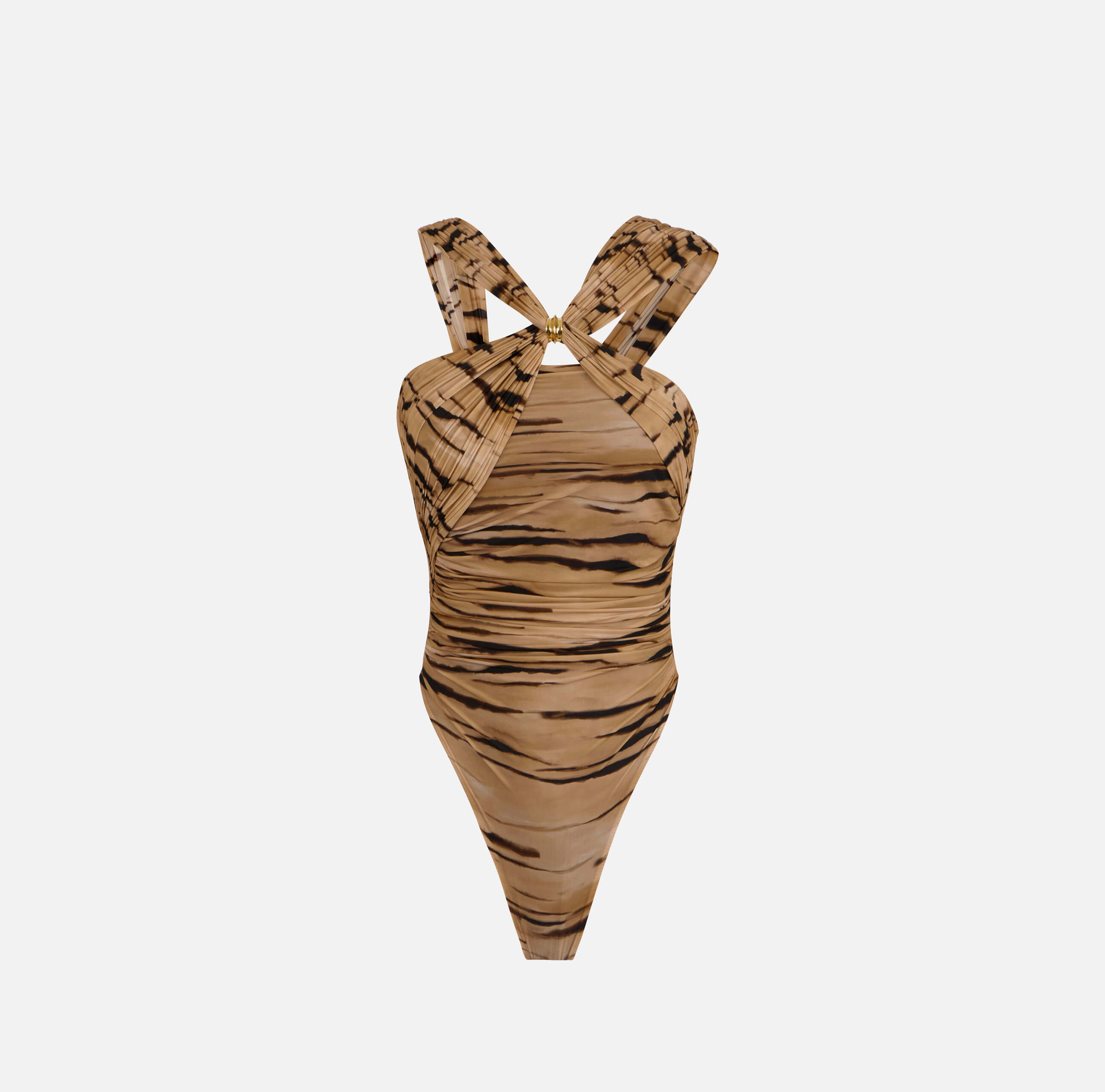 Jersey bodysuit with tiger print