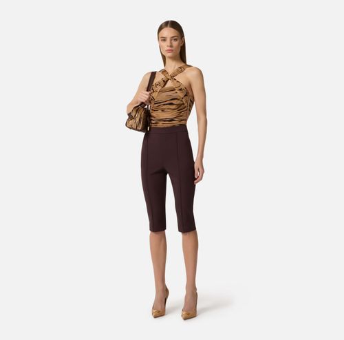 Jersey bodysuit with tiger print