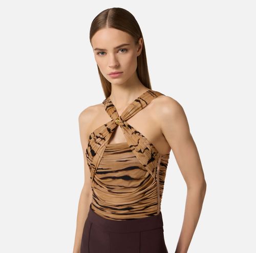 Jersey bodysuit with tiger print