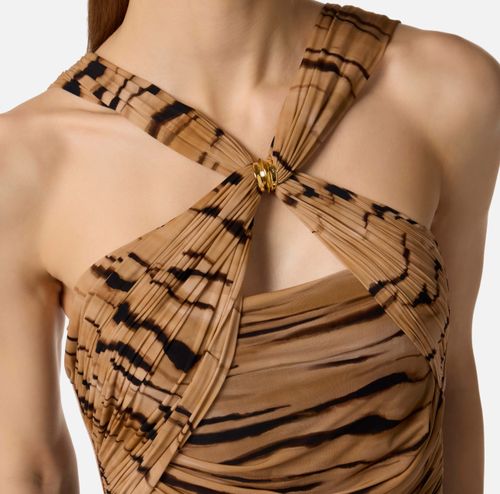 Jersey bodysuit with tiger print