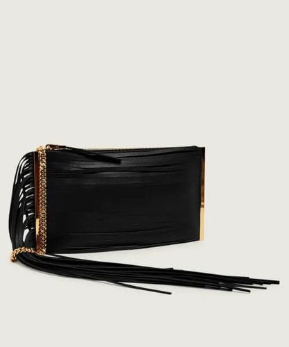 Elisabetta Franchi Fringed Leather Clutch Bag
