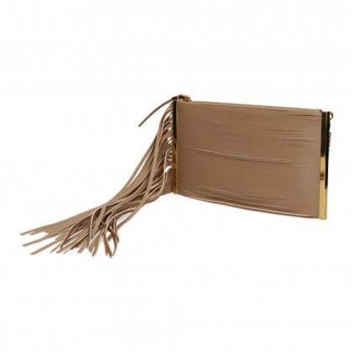 Elisabetta Franchi Fringed Leather Clutch Bag