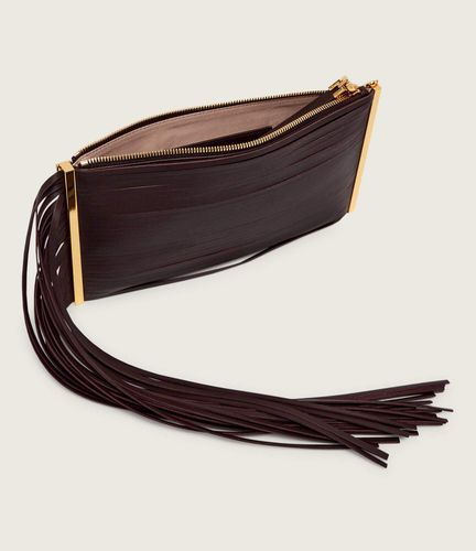 Elisabetta Franchi Fringed Leather Clutch Bag
