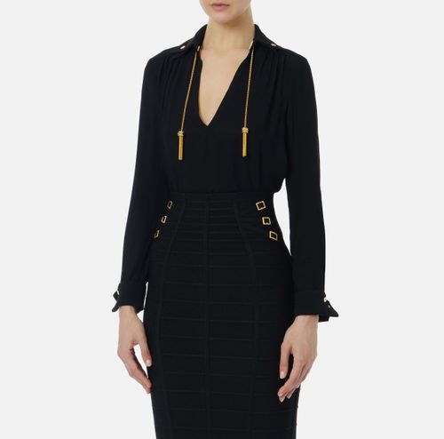 Blouse in georgette fabric with jewel details