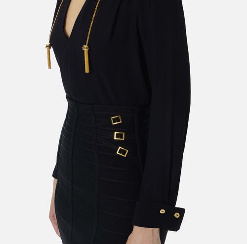 Blouse in georgette fabric with jewel details