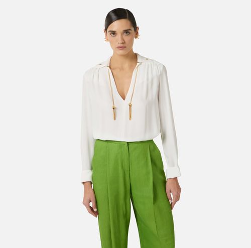 Blouse in georgette fabric with jewel details