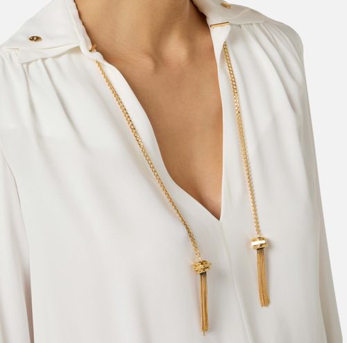Blouse in georgette fabric with jewel details