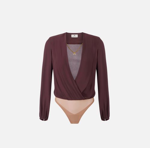 Bodysuit in viscose georgette fabric with necklace